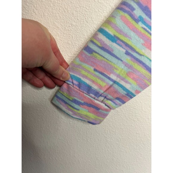 Lands End Girls XL Rainbow Hoodie Warm Lavender Painted Striped Long Sleeve NWOT - Picture 5 of 11